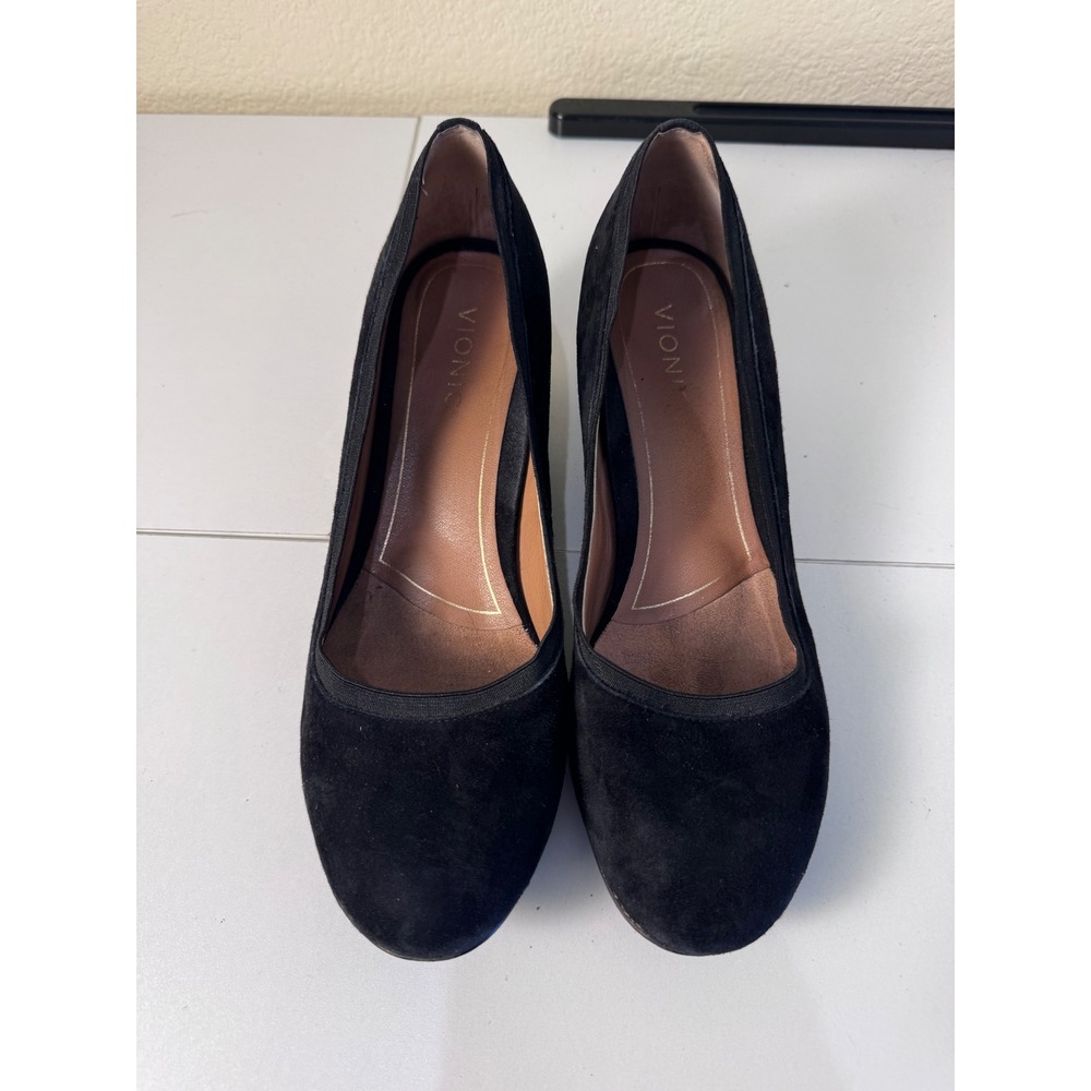 Vionic Natalie Tortoise Block Heel Pumps Women 10 Wide Suede Career Office